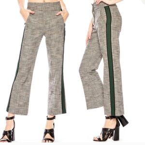 Veronica Beard Cormac Trousers Green Stripe Plaid